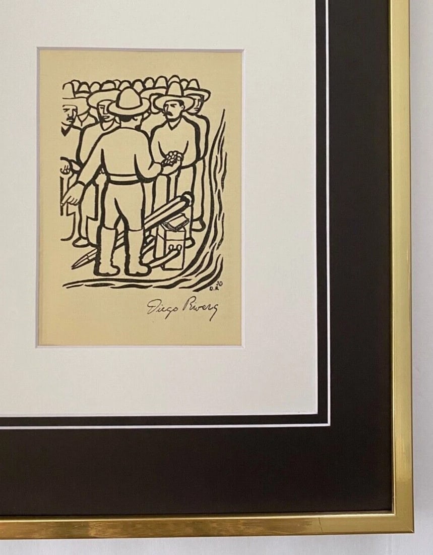 DIEGO RIVERA ORIGINAL 1931 + SIGNED VINTAGE PRINT + DOUBLE MATTED NEW FRAME - 3