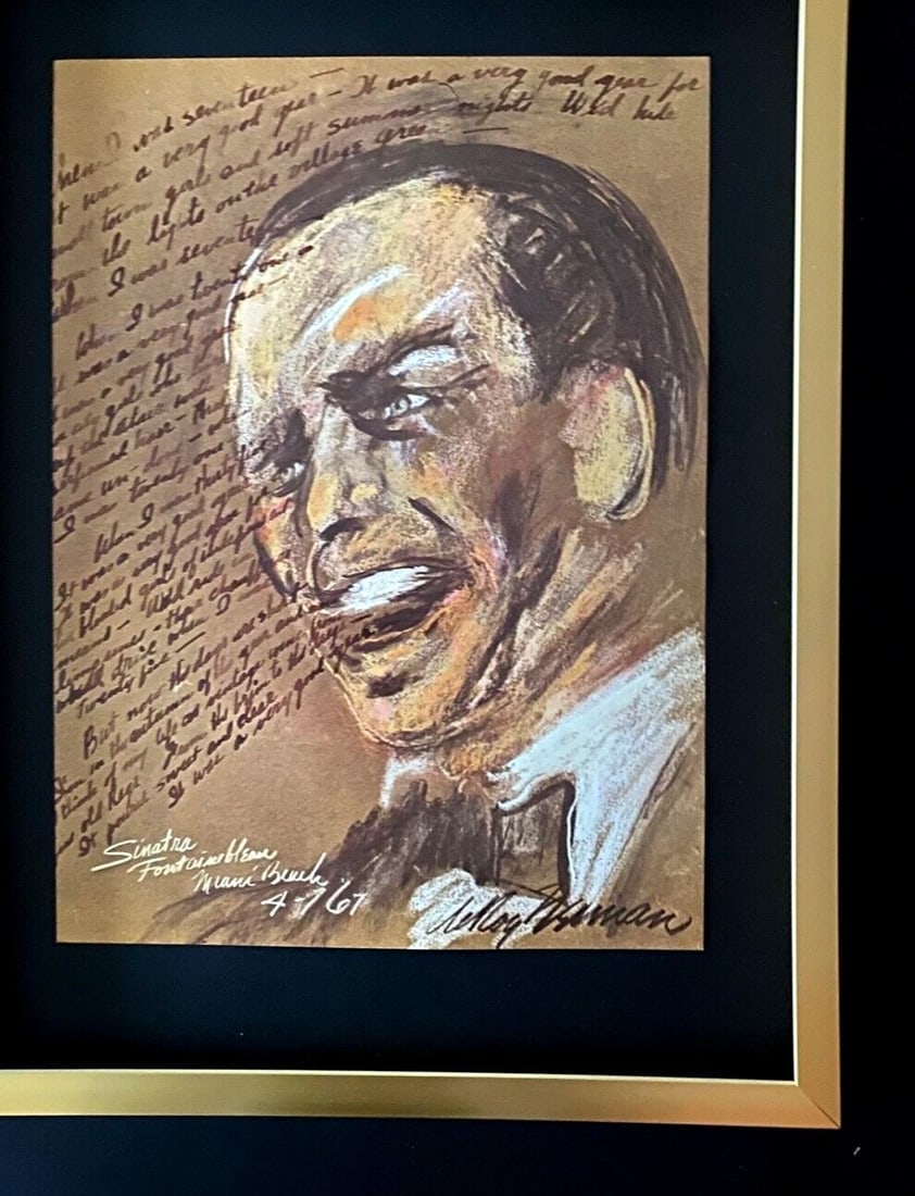 LEROY NEIMAN + FRANK SINATRA + CIRCA 1970'S + SIGNED PRINT FRAMED - 3