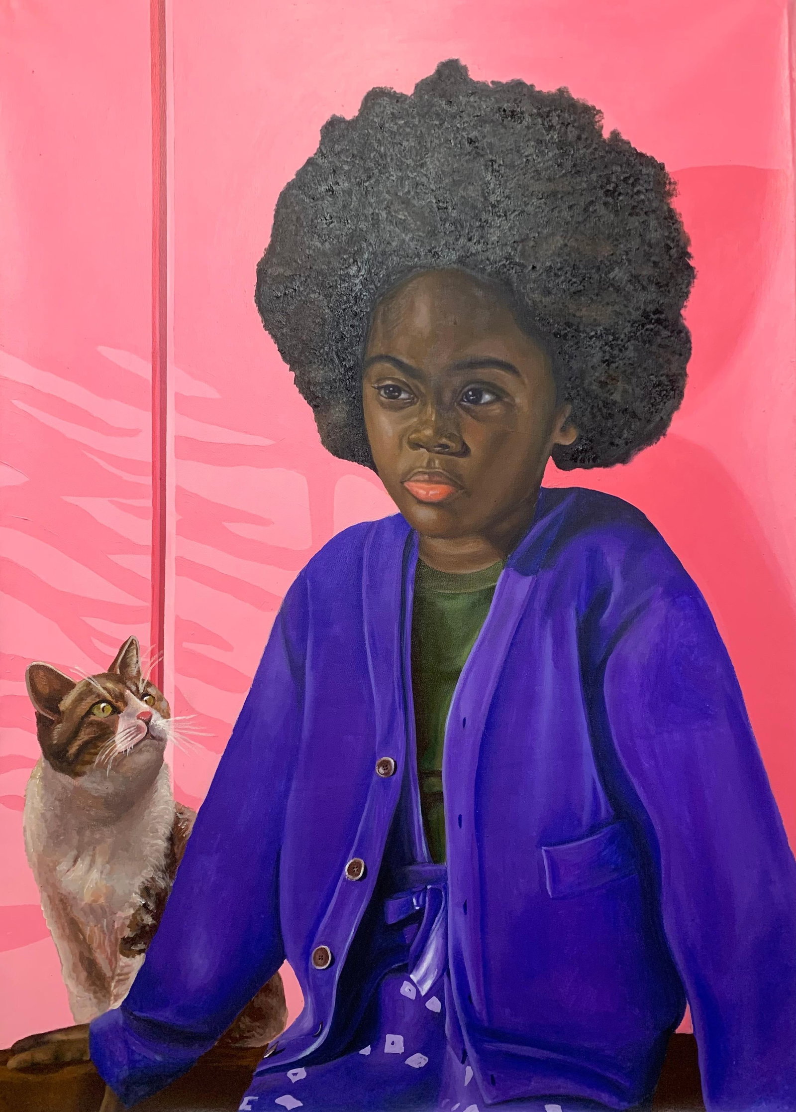 Afeez Aregbede, Companion, 2023: Creator: Afeez Aregbede (1999, Nigerian) Creation Year: 2023 Dimensions: Height: 42.1 in (106.94 cm)Width: 30.3 in (76.97 cm)Depth: 1 in (2.54 cm) Medium: Canvas,Oil,Acrylic Movement & Style: Surreali