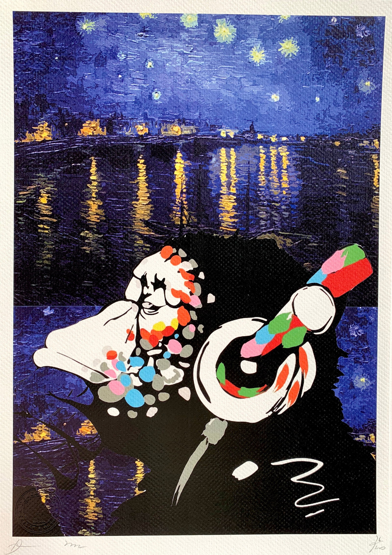 Death NYC Van Gogh Banksy: Title: Death NYC Van Gogh Banksy Date/Period:21st Century Materials: Giclee on Fine art 300 gsm paper Size:17 3/4 x 12 1/2 inches Description:Artist: Death NYC, limited edition giclee on paper, out of