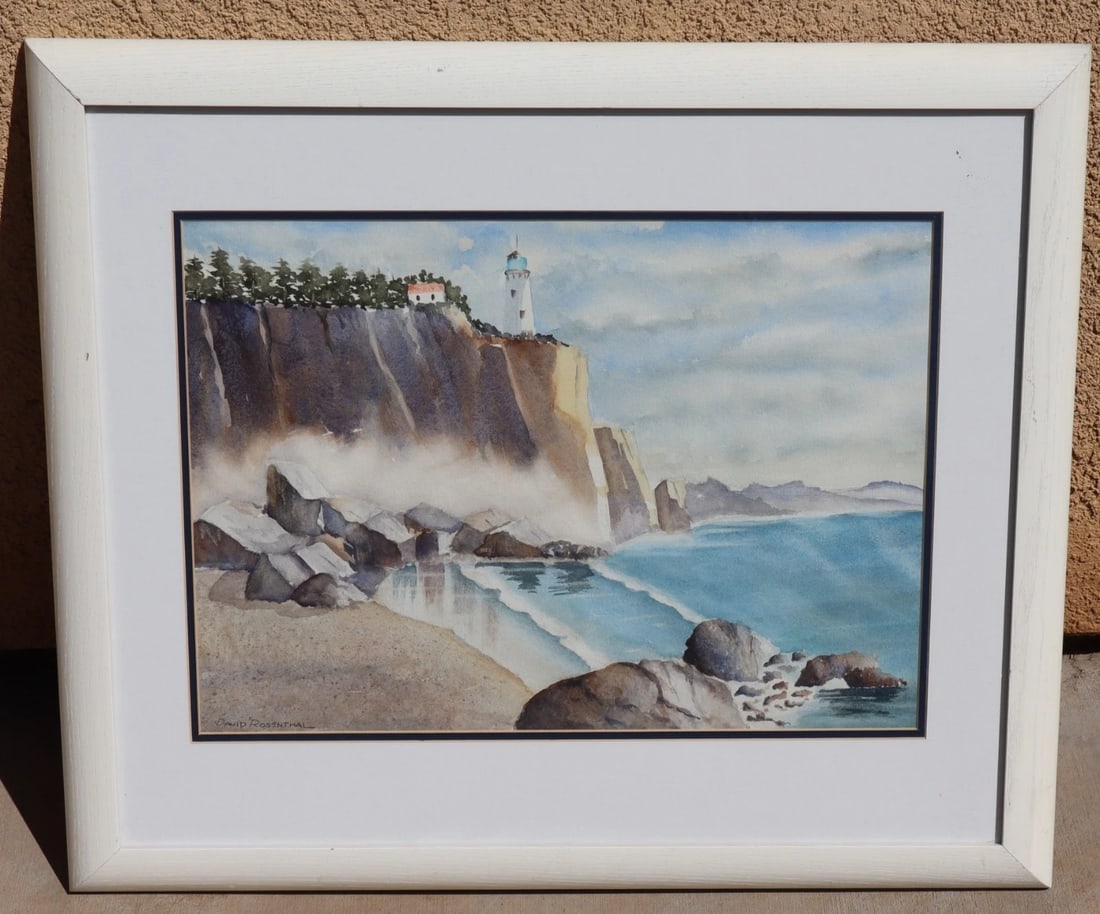 DAVID ROSENTHAL Original Watercolor Acadia Lighthouse Maine - 2