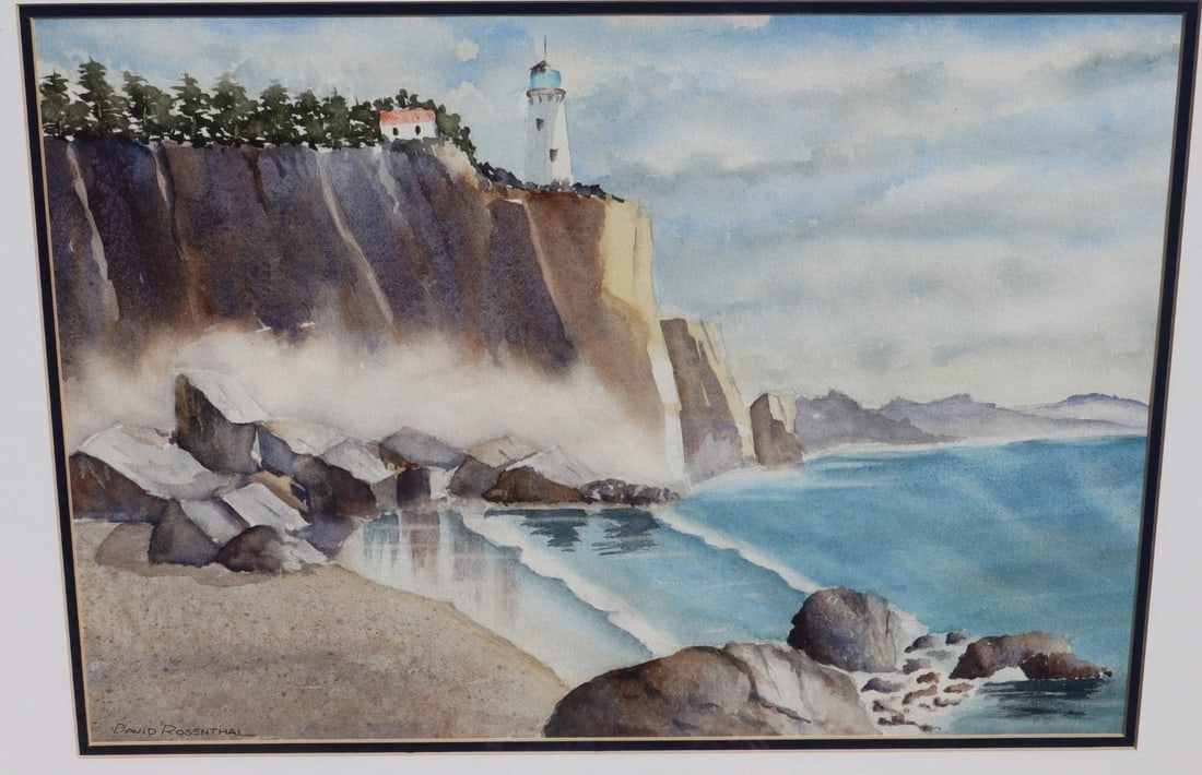 DAVID ROSENTHAL Original Watercolor Acadia Lighthouse Maine - 3