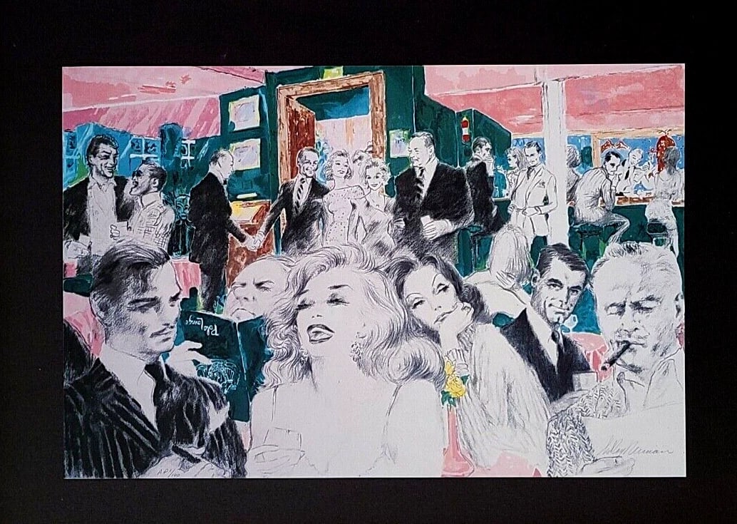 LEROY NEIMAN + 1990's VINTAGE SIGNED PRINT FRAMED + POLO LOUNGE + CLARK GABLE - 2