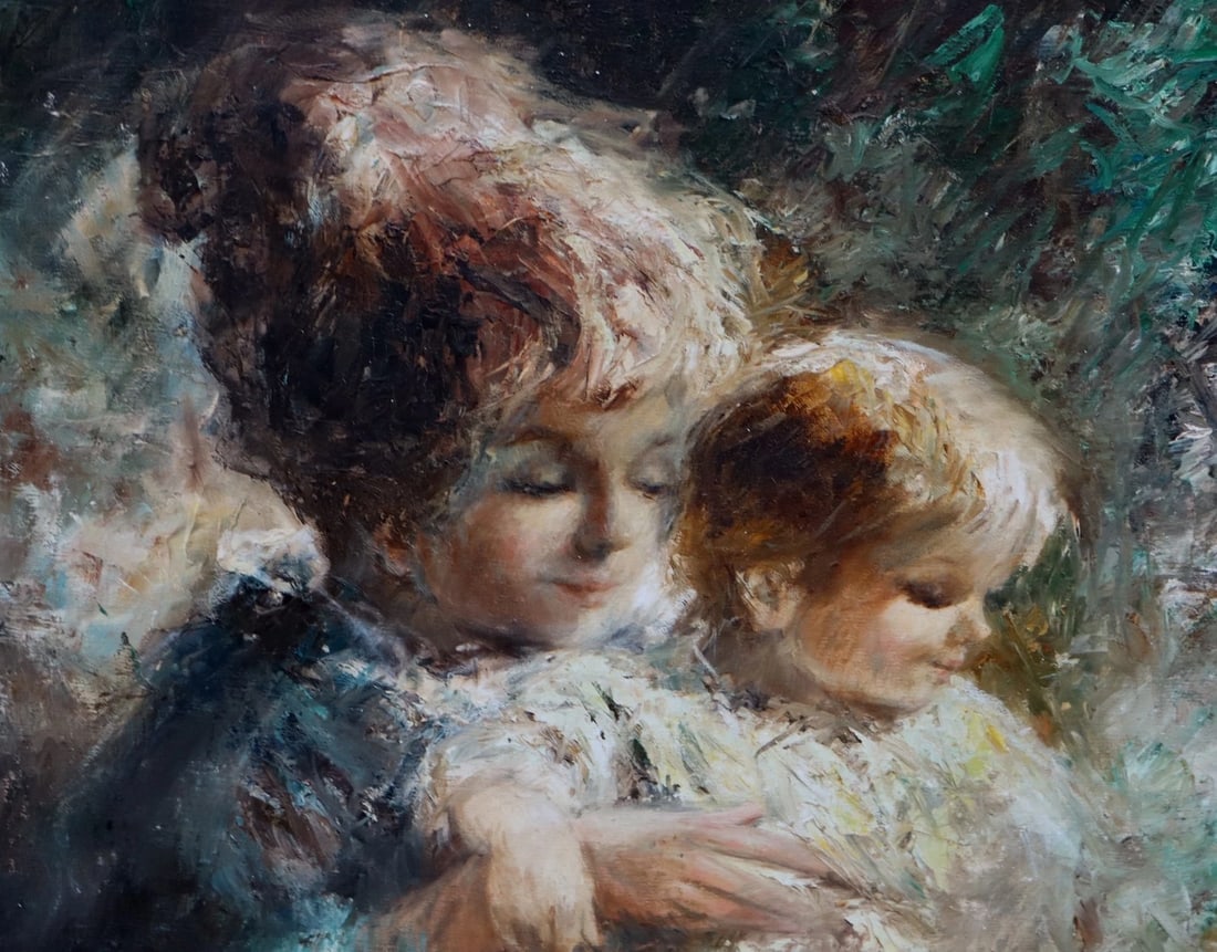 AMERICO MAKK Original oil painting Mother & Child "Mother's Love" - 4