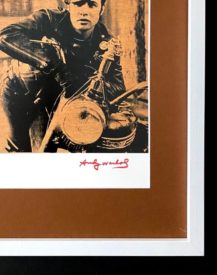 ANDY WARHOL + RARE 1984 MARLON BRANDO PRINT MATTED AND FRAMED - 2