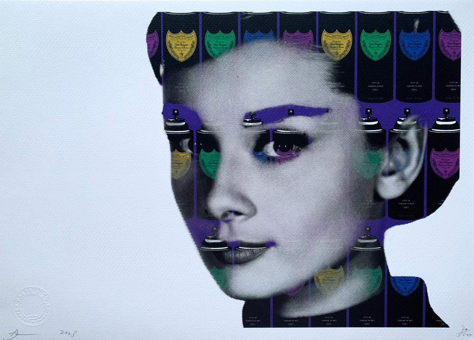 DEATH NYC Audrey: Title: DEATH NYC Audrey Date/Period:21st Century Materials: Giclee on Fine art 300 gsm paper Size:17 3/4 x 12 1/2 inches Description:Artist: Death NYC, limited edition giclee on paper, out of