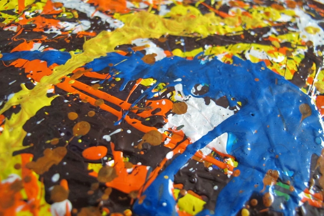 Jackson Pollock Style Drip Painting HAND Painted & Signed with fingerprint one of a kind original - 2