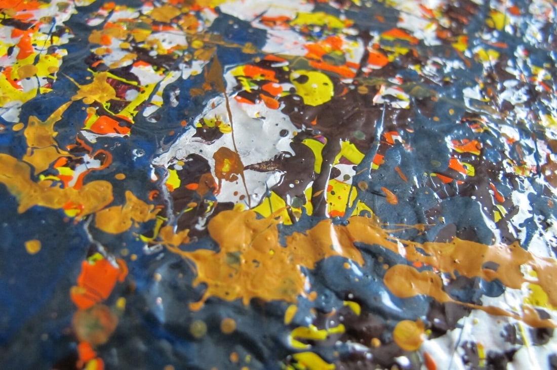 Jackson Pollock Style Drip Painting HAND Painted & Signed with fingerprint one of a kind original - 3