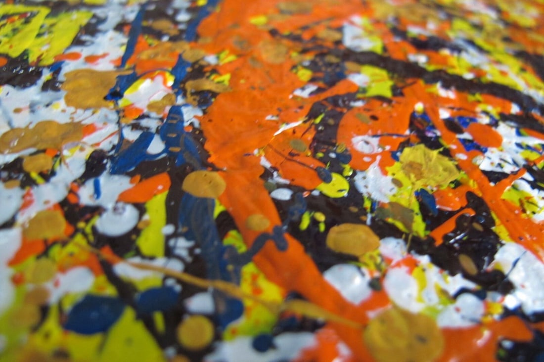 Jackson Pollock Style Drip Painting HAND Painted & Signed with fingerprint one of a kind original - 4