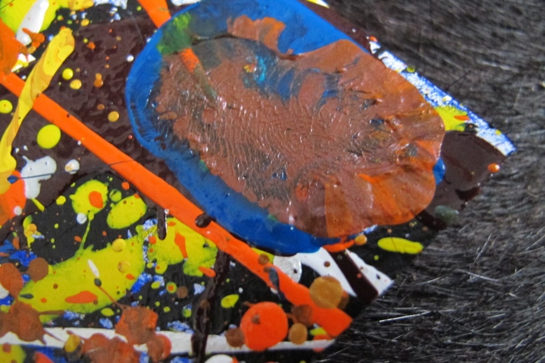 Jackson Pollock Style Drip Painting HAND Painted & Signed with fingerprint one of a kind original - 5