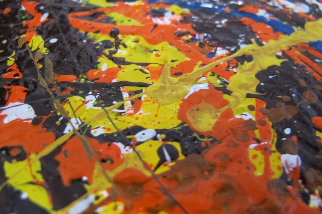 Jackson Pollock Style Drip Painting HAND Painted & Signed with fingerprint one of a kind original - 6