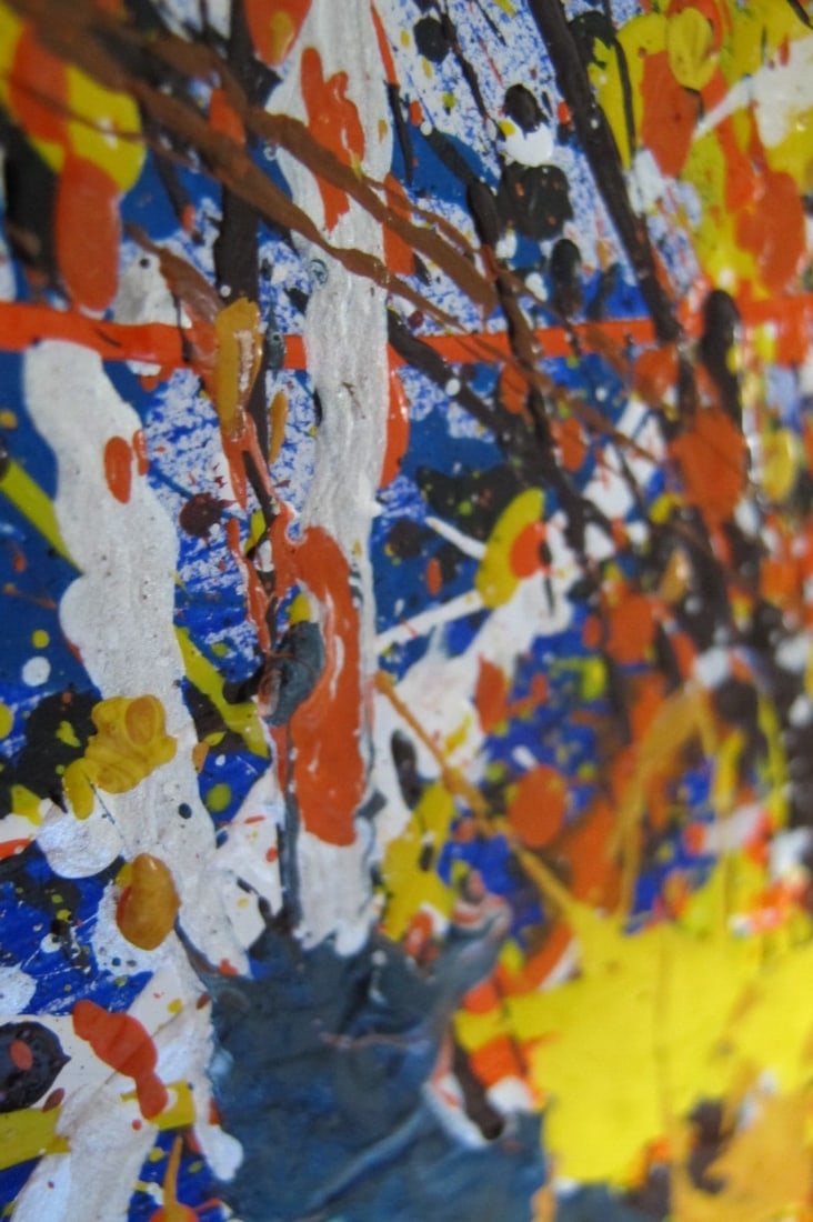 Jackson Pollock Style Drip Painting HAND Painted & Signed with fingerprint one of a kind original - 7