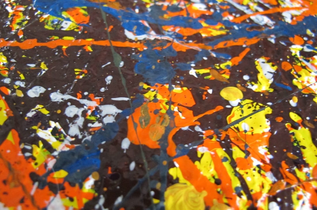 Jackson Pollock Style Drip Painting HAND Painted & Signed with fingerprint one of a kind original - 8