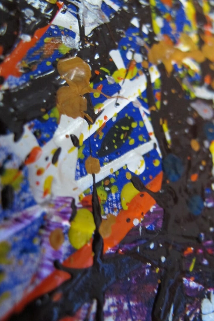 Jackson Pollock Style Drip Painting HAND Painted & Signed with fingerprint one of a kind original - 9