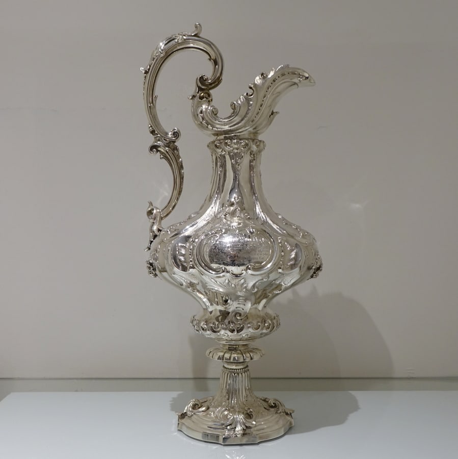 Mid 19th Century Antique Victorian Large Sterling Silver Wine Ewer London 1857 Edward & John Barnard (1 of 17)