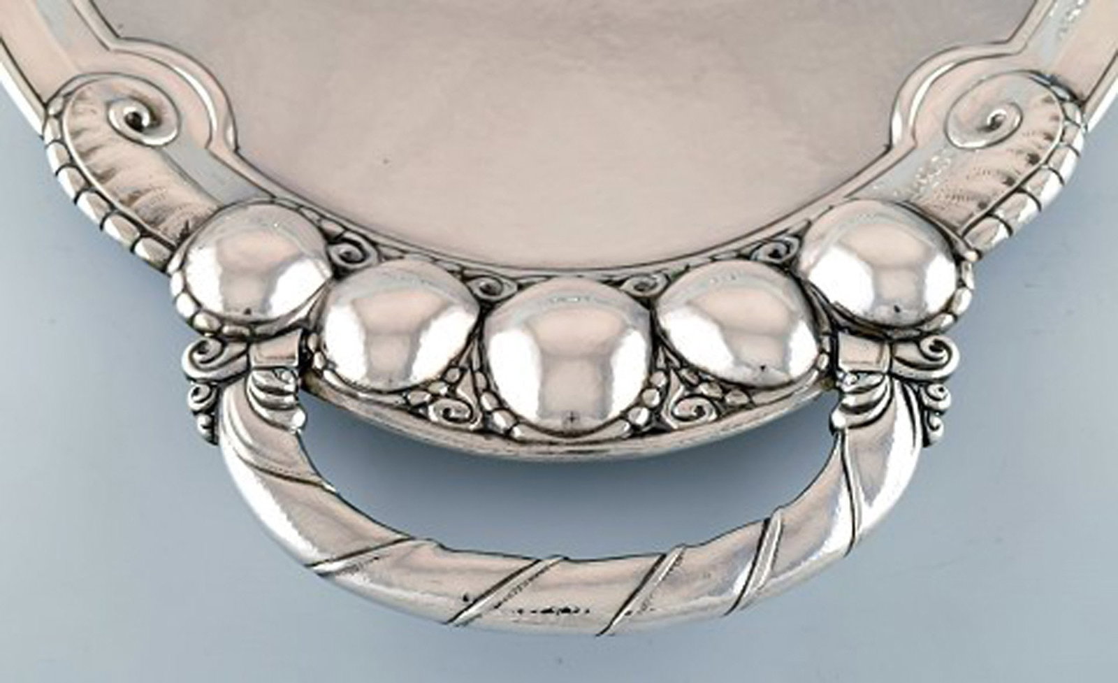 Large Georg Jensen "Melon" serving platter in sterling silver. Model number 159B. In a mahogany case - 3