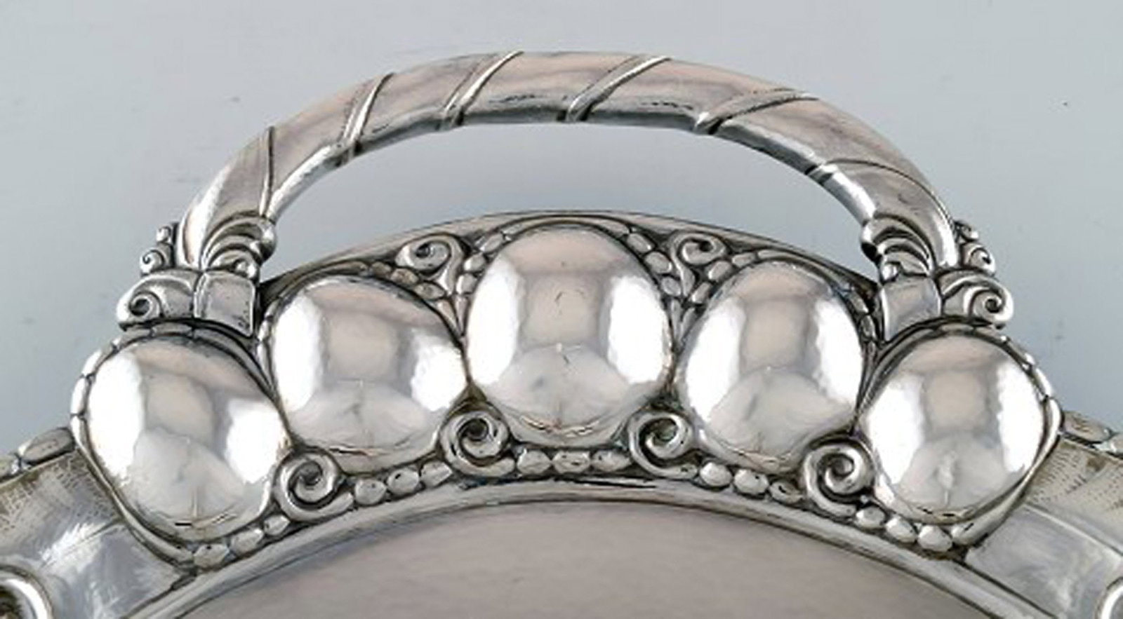 Large Georg Jensen "Melon" serving platter in sterling silver. Model number 159B. In a mahogany case - 4