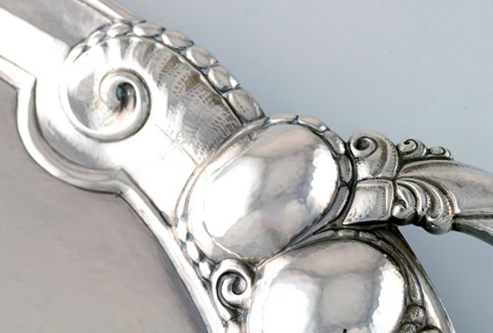 Large Georg Jensen "Melon" serving platter in sterling silver. Model number 159B. In a mahogany case - 5