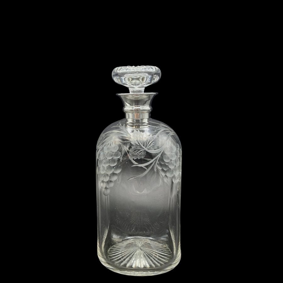 20th Century Antique George V Silver & Crystal Decanter London 1926 Goldsmiths & Silversmiths Co Ltd - 2