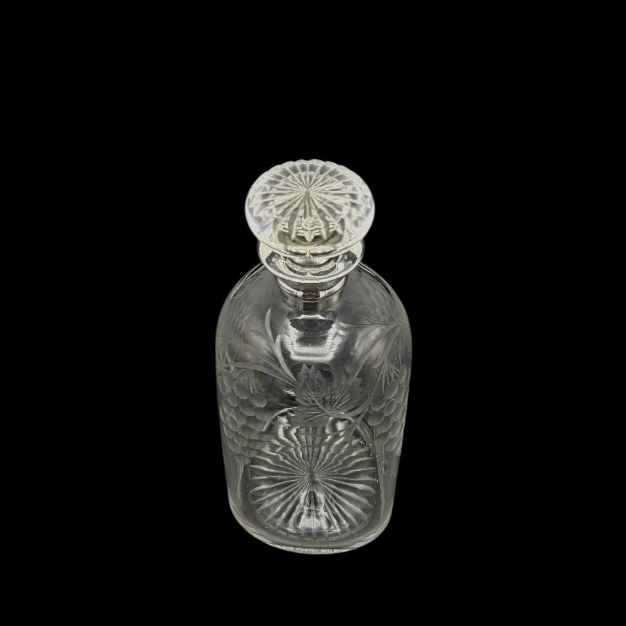 20th Century Antique George V Silver & Crystal Decanter London 1926 Goldsmiths & Silversmiths Co Ltd - 3