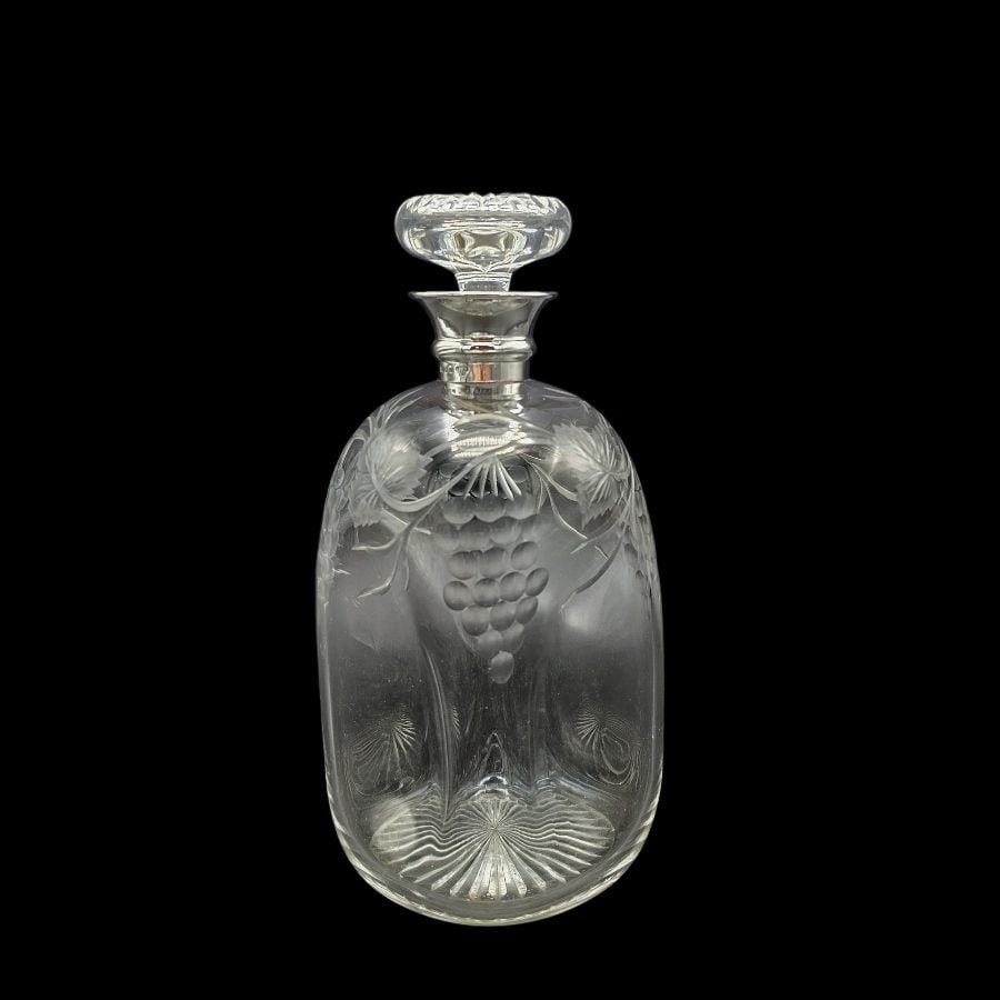 20th Century Antique George V Silver & Crystal Decanter London 1926 Goldsmiths & Silversmiths Co Ltd - 4