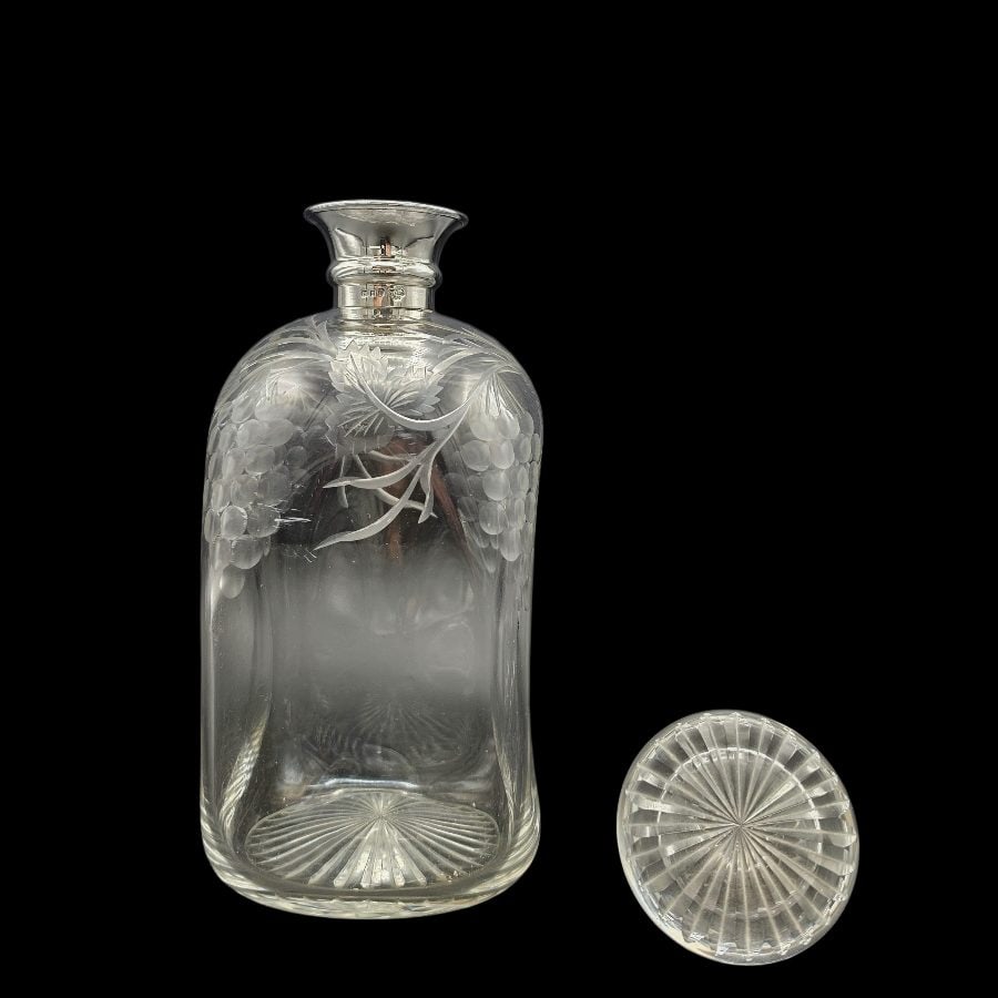 20th Century Antique George V Silver & Crystal Decanter London 1926 Goldsmiths & Silversmiths Co Ltd - 5