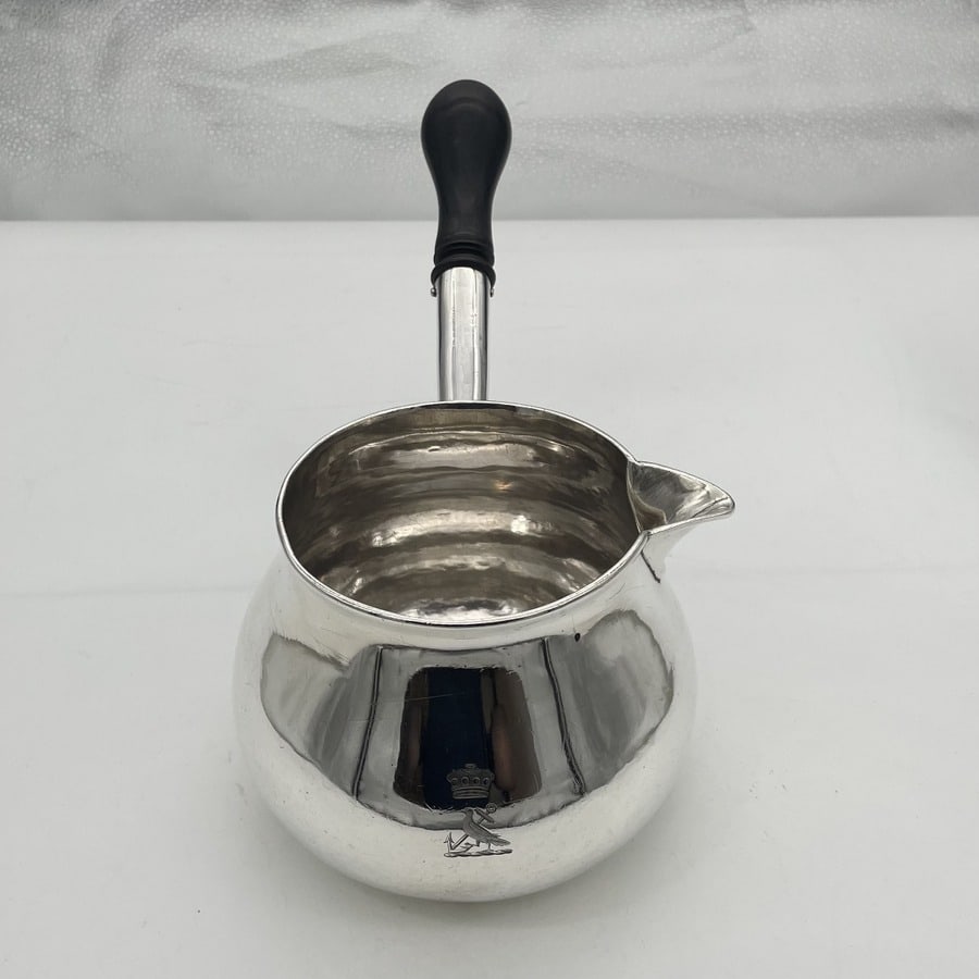 Early 18th Century Antique George II Sterling Silver Large Brandy Pan London 1729 James Gould - 3