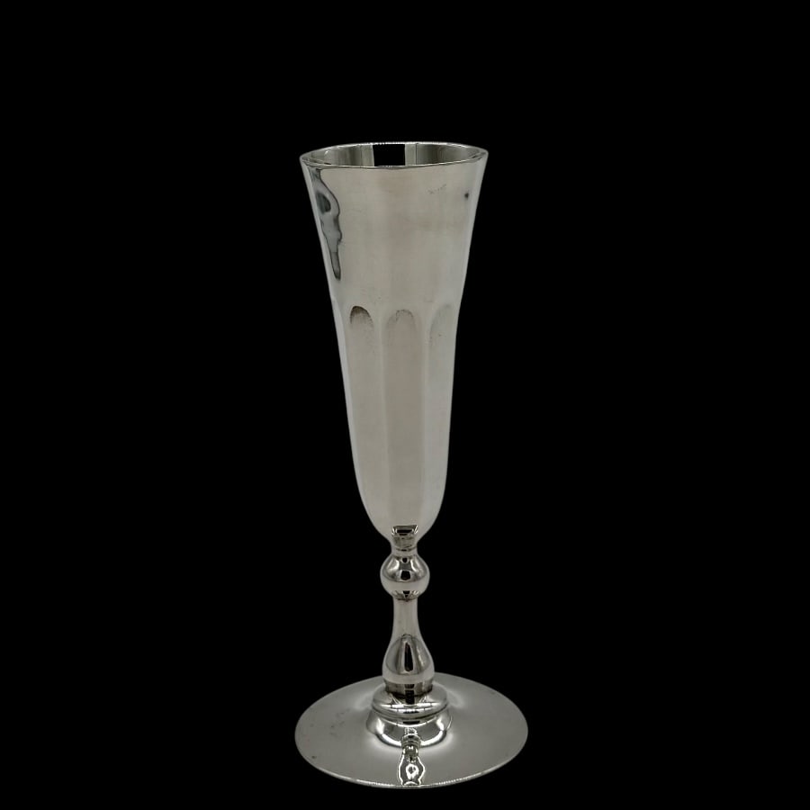 Mid 20th Century Modern Sterling Silver Pair Champagne Flutes London 1961 LAG - 5