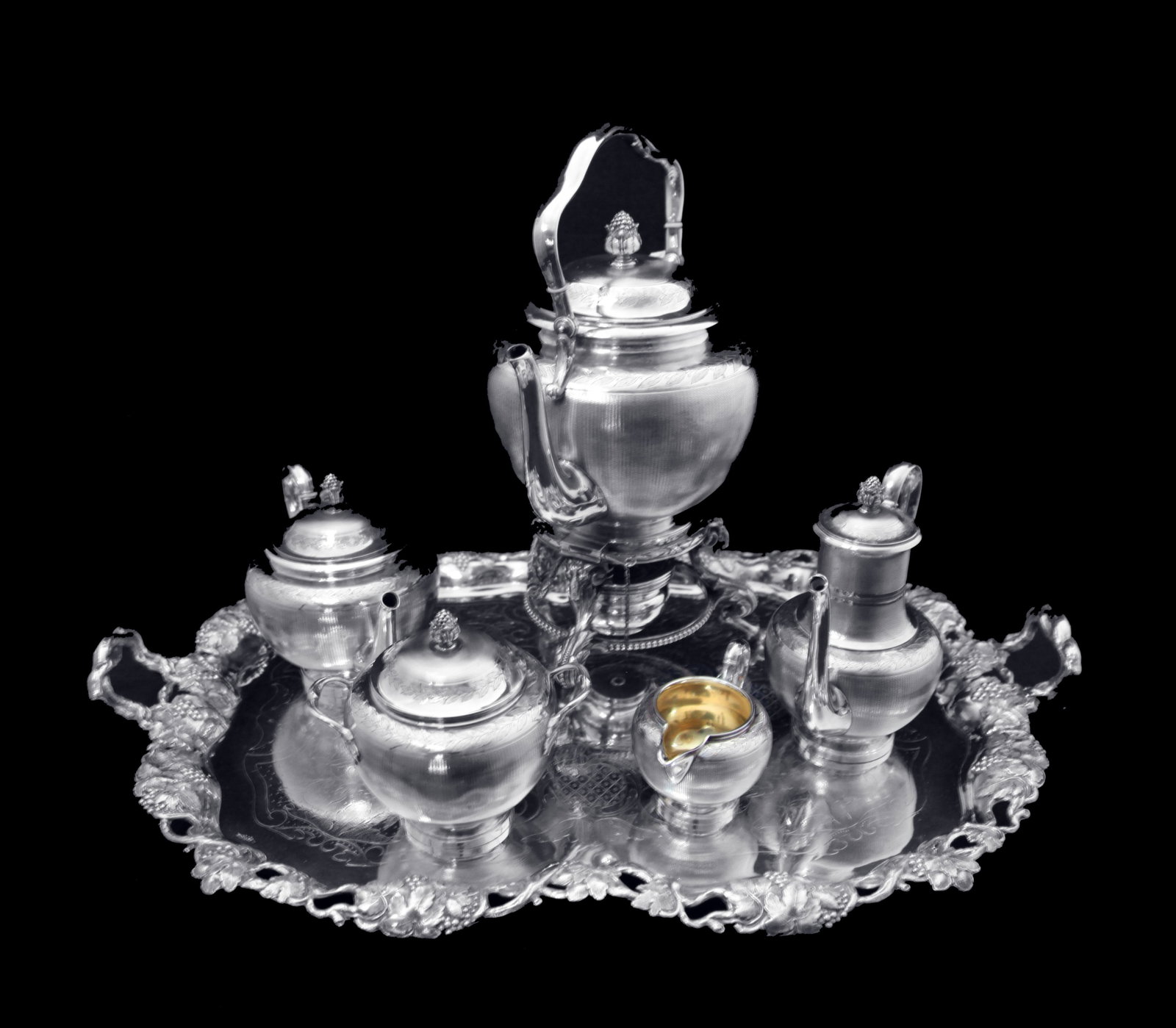 Odiot - 6pc. Antique French Sterling Silver Tea Set, Like New Condition, 1890s.: Title: Odiot - 6pc. Antique French Sterling Silver Tea Set, Like New Condition, 1890s. Description:Direct from Paris, a stunning 6pc. silver tea set by one of France’s premier silversmiths