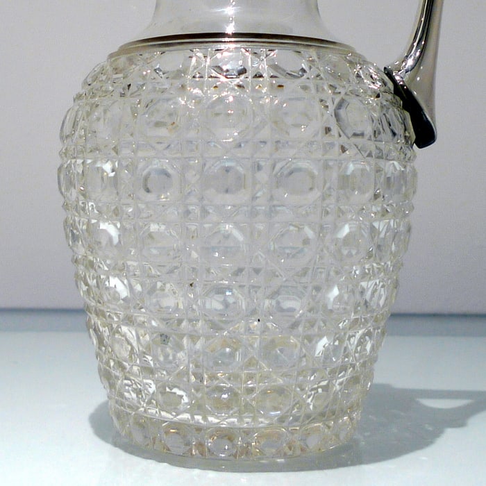 Early 20th Century Antique George V Sterling Silver & Crystal Claret Jug Birmingham 1912 Hukin & - 10