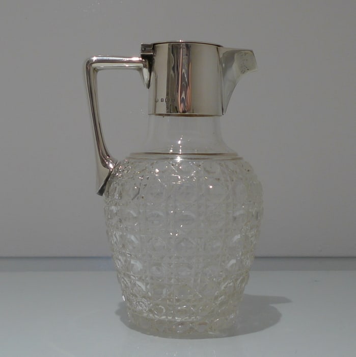 Early 20th Century Antique George V Sterling Silver & Crystal Claret Jug Birmingham 1912 Hukin & (1 of 11)