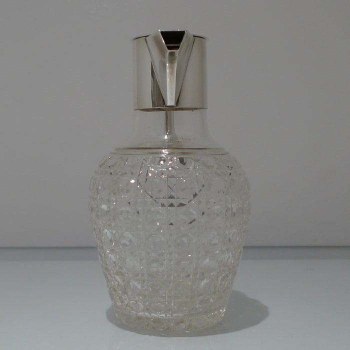 Early 20th Century Antique George V Sterling Silver & Crystal Claret Jug Birmingham 1912 Hukin & - 3