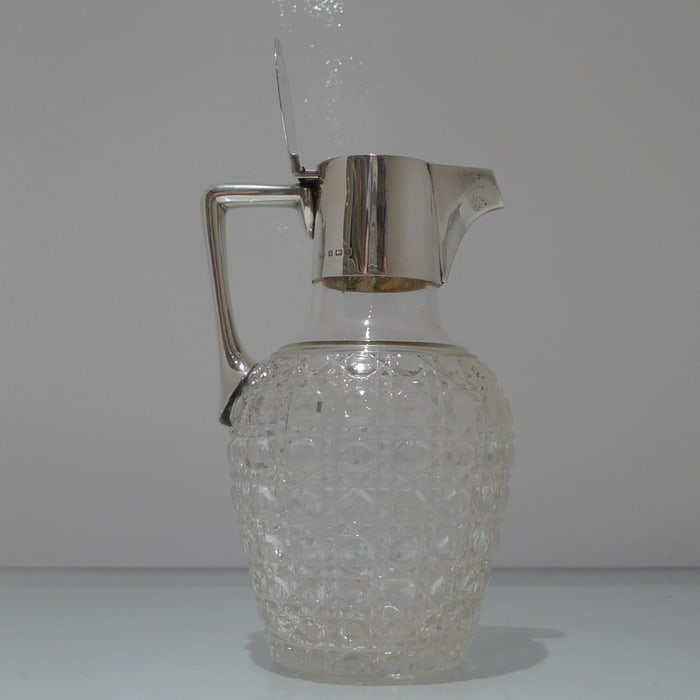 Early 20th Century Antique George V Sterling Silver & Crystal Claret Jug Birmingham 1912 Hukin & - 7