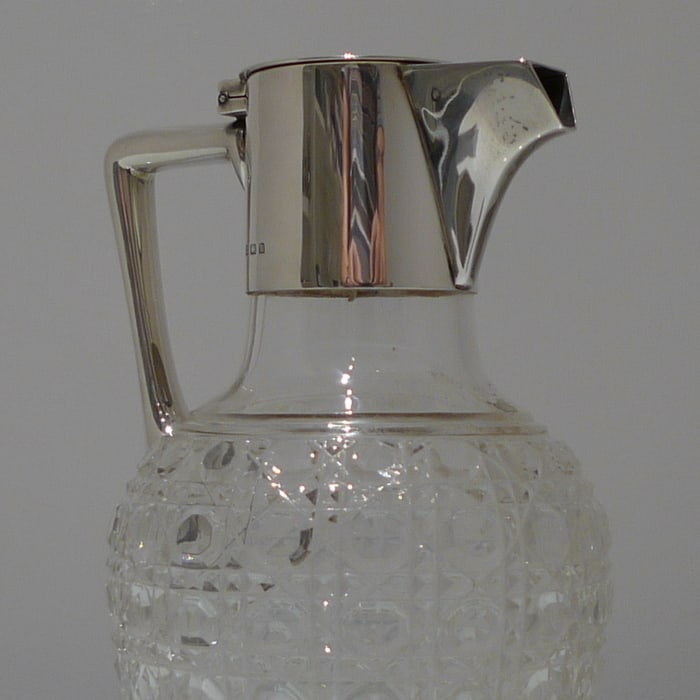 Early 20th Century Antique George V Sterling Silver & Crystal Claret Jug Birmingham 1912 Hukin & - 8