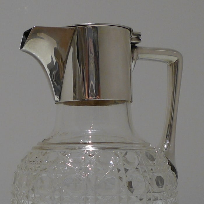Early 20th Century Antique George V Sterling Silver & Crystal Claret Jug Birmingham 1912 Hukin & - 9