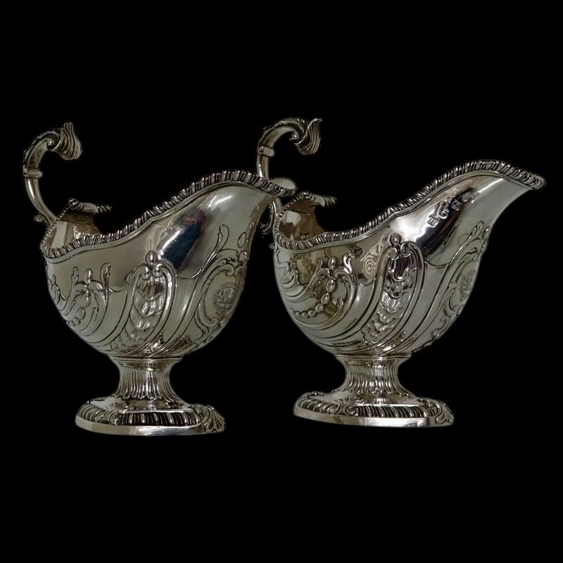 18th Century Antique George III Silver Pair Sauceboats London 1767 Daniel Smith & Robert Sharp - 2