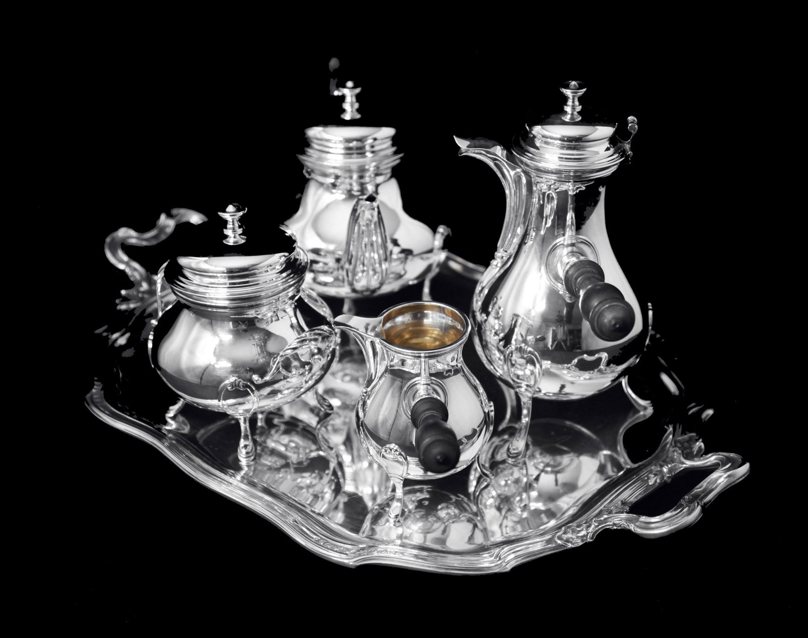 Odiot Henin - 5pc. Antique French 950 Sterling Silver Louis XVI Tea Set with Serving Tray - Museum (1 of 16)