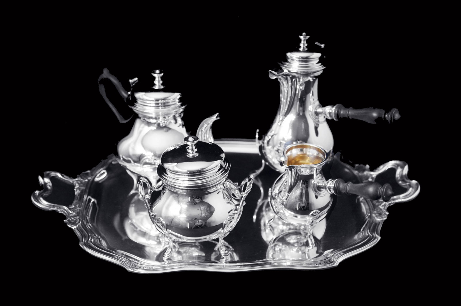 Odiot Henin - 5pc. Antique French 950 Sterling Silver Louis XVI Tea Set with Serving Tray - Museum - 2