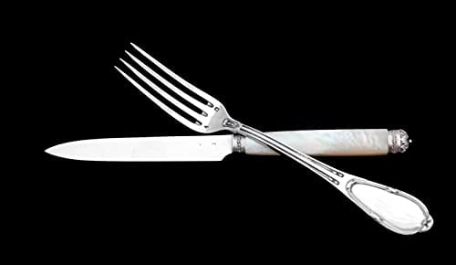 OLIER & CARON - 84pc 950 STERLING SILVER FLATWARE SET MOTHER OF PEARL KNIVES - 1920s - 2