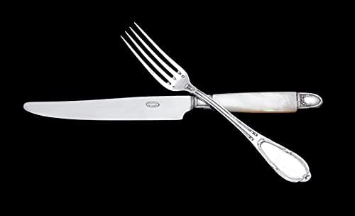 OLIER & CARON - 84pc 950 STERLING SILVER FLATWARE SET MOTHER OF PEARL KNIVES - 1920s - 4