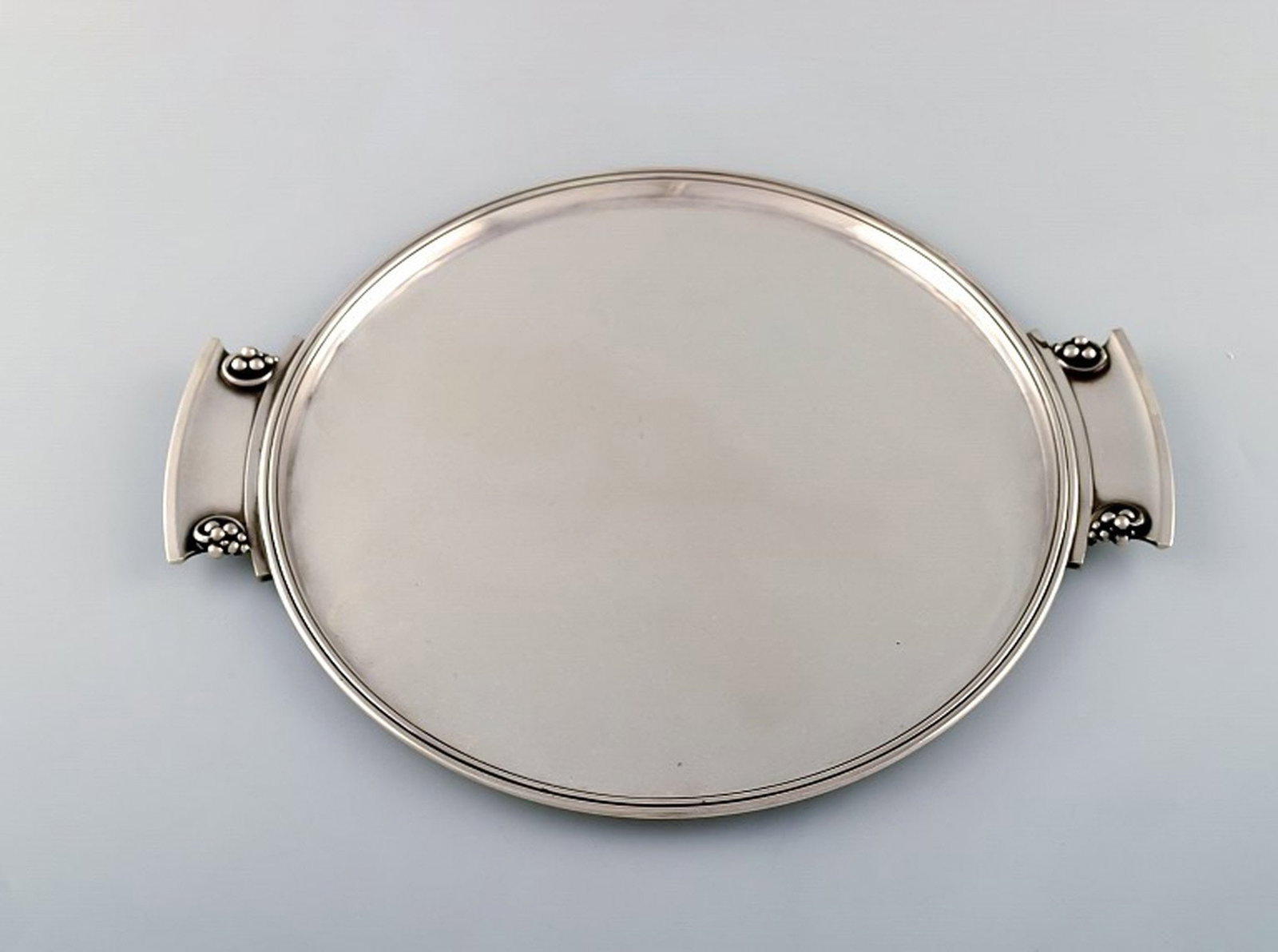 Round "Grape" tray with handles in art nouveau style. Model Number 296. (1 of 5)