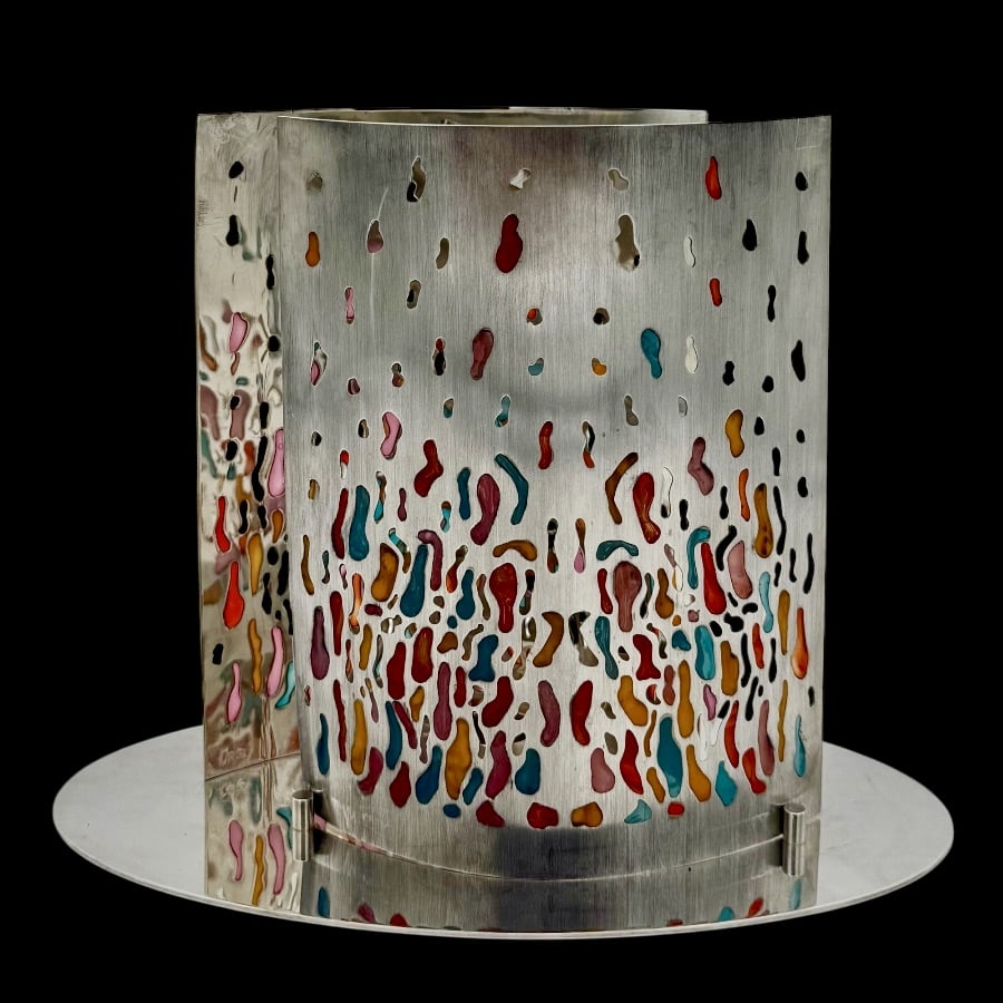 21st Century Modern Sterling Silver Candle Centrepiece London 2007 Veronica Shaw (1 of 10)