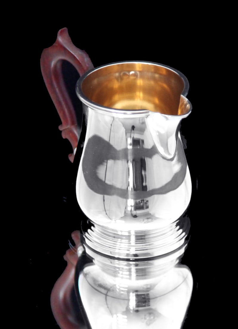 PUIFORCAT (HERMES) CHRISTOFLE - 5pc. 950 STERLING SILVER TEA SET + 4 FABERGE IMPERIAL EGG EXPRESSO - 10