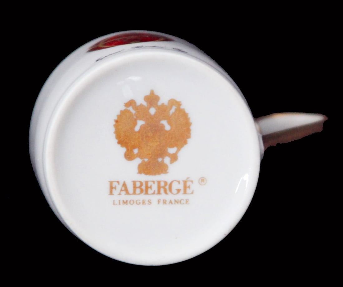PUIFORCAT (HERMES) CHRISTOFLE - 5pc. 950 STERLING SILVER TEA SET + 4 FABERGE IMPERIAL EGG EXPRESSO - 20