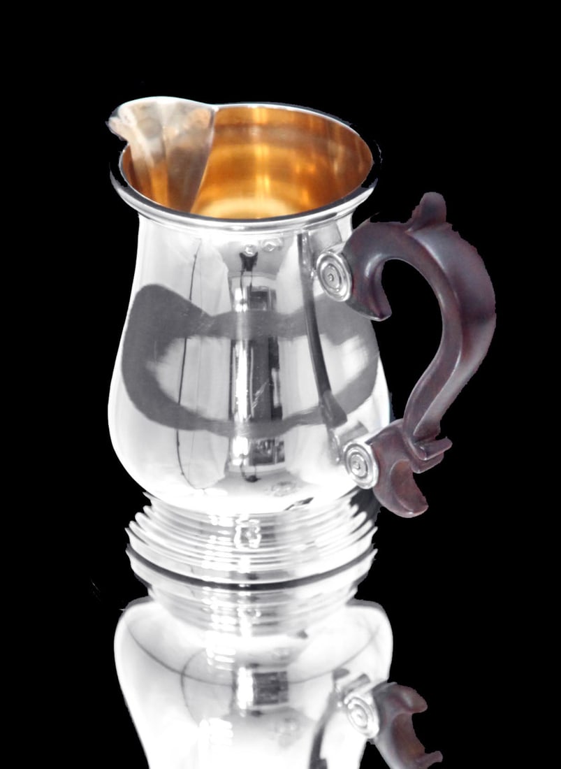 PUIFORCAT (HERMES) CHRISTOFLE - 5pc. 950 STERLING SILVER TEA SET + 4 FABERGE IMPERIAL EGG EXPRESSO - 9