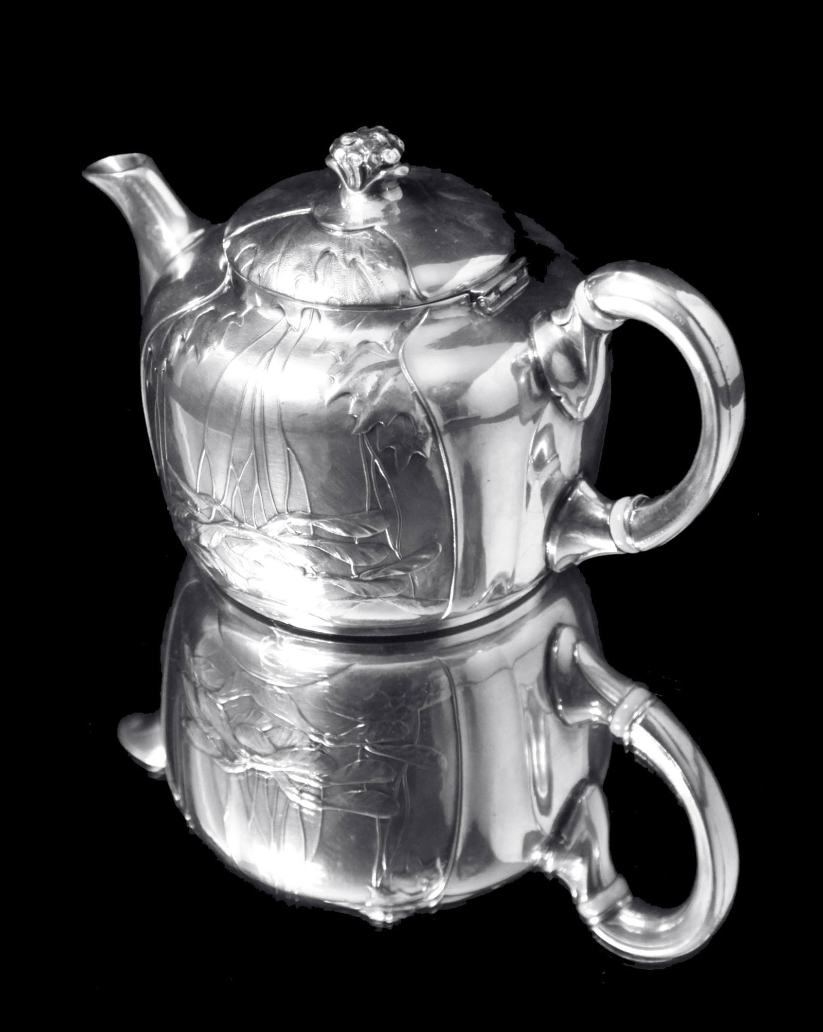 Orfevre Gallia - 7pc. Extremely Rare, Original French Art Nouveau Silver Plate Tea Set Including - 17
