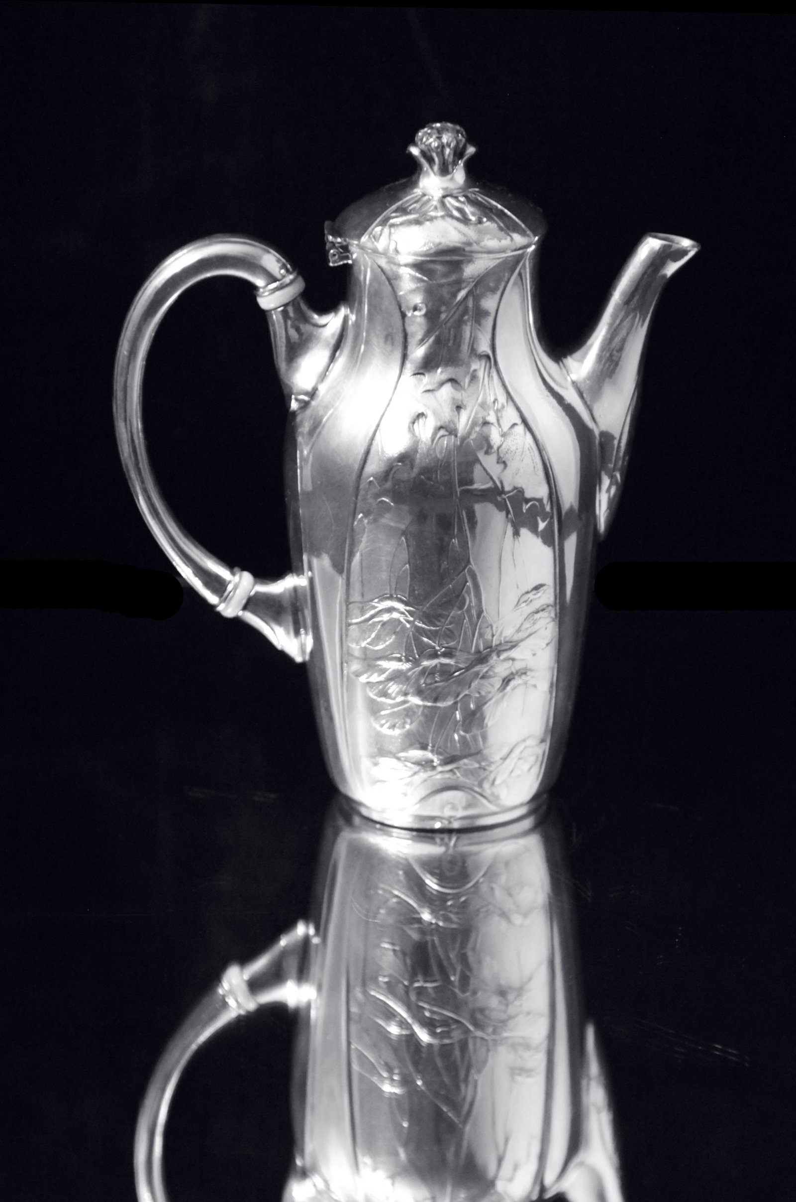 Orfevre Gallia - 7pc. Extremely Rare, Original French Art Nouveau Silver Plate Tea Set Including - 4