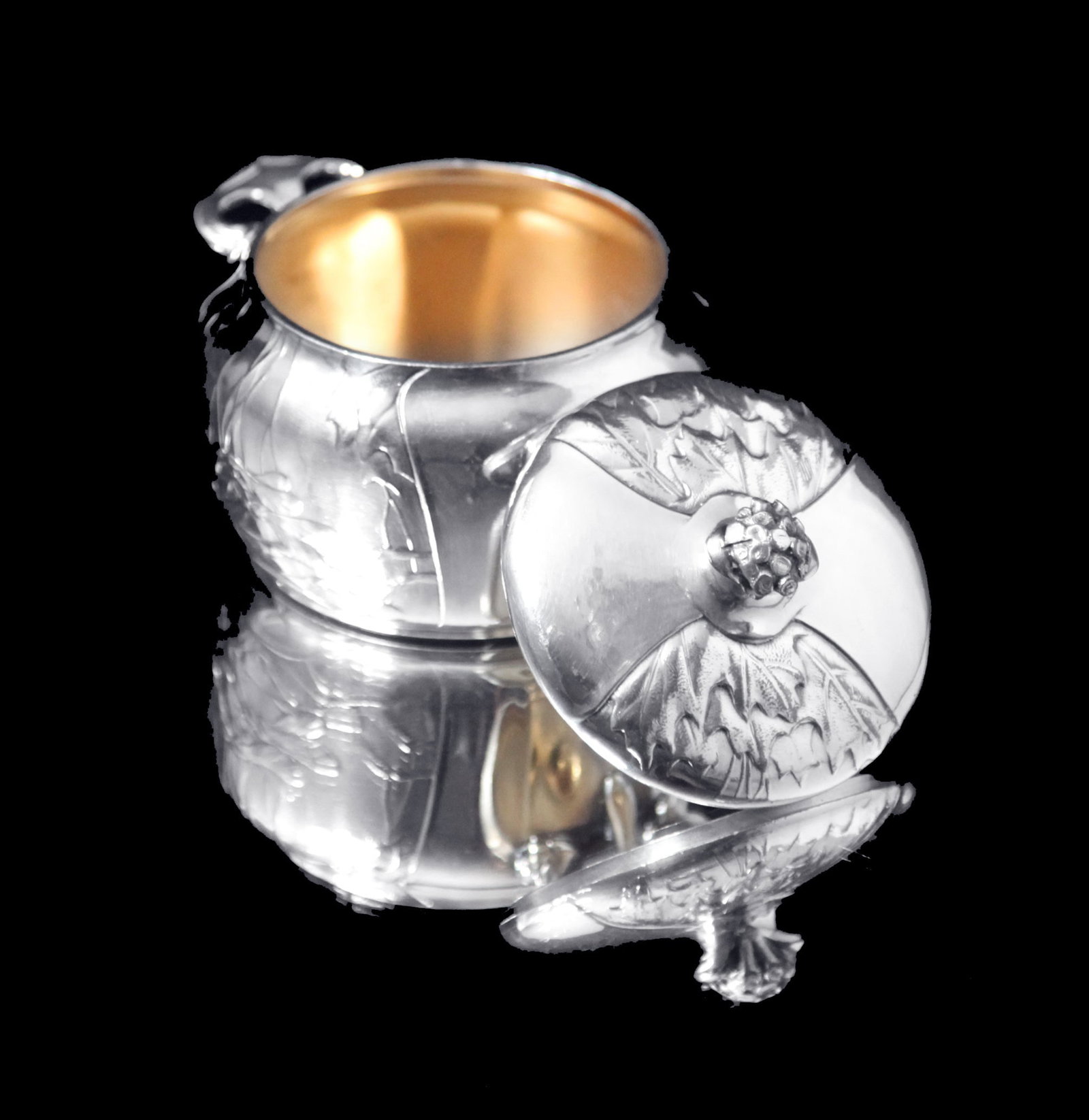 Orfevre Gallia - 7pc. Extremely Rare, Original French Art Nouveau Silver Plate Tea Set Including - 9