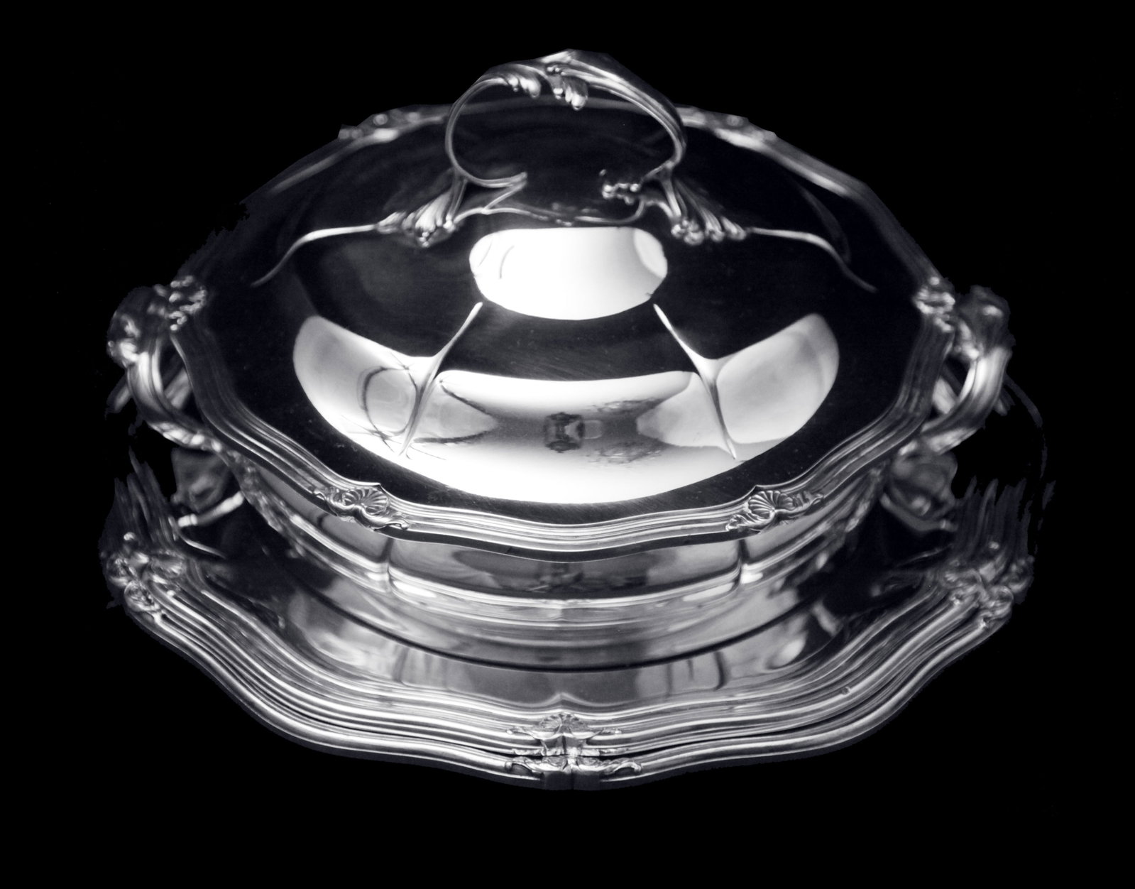 Odiot - 5pc. Antique French Sterling Silver Table Serving Set - Covered Vegetable Server + 2 Round (1 of 7)