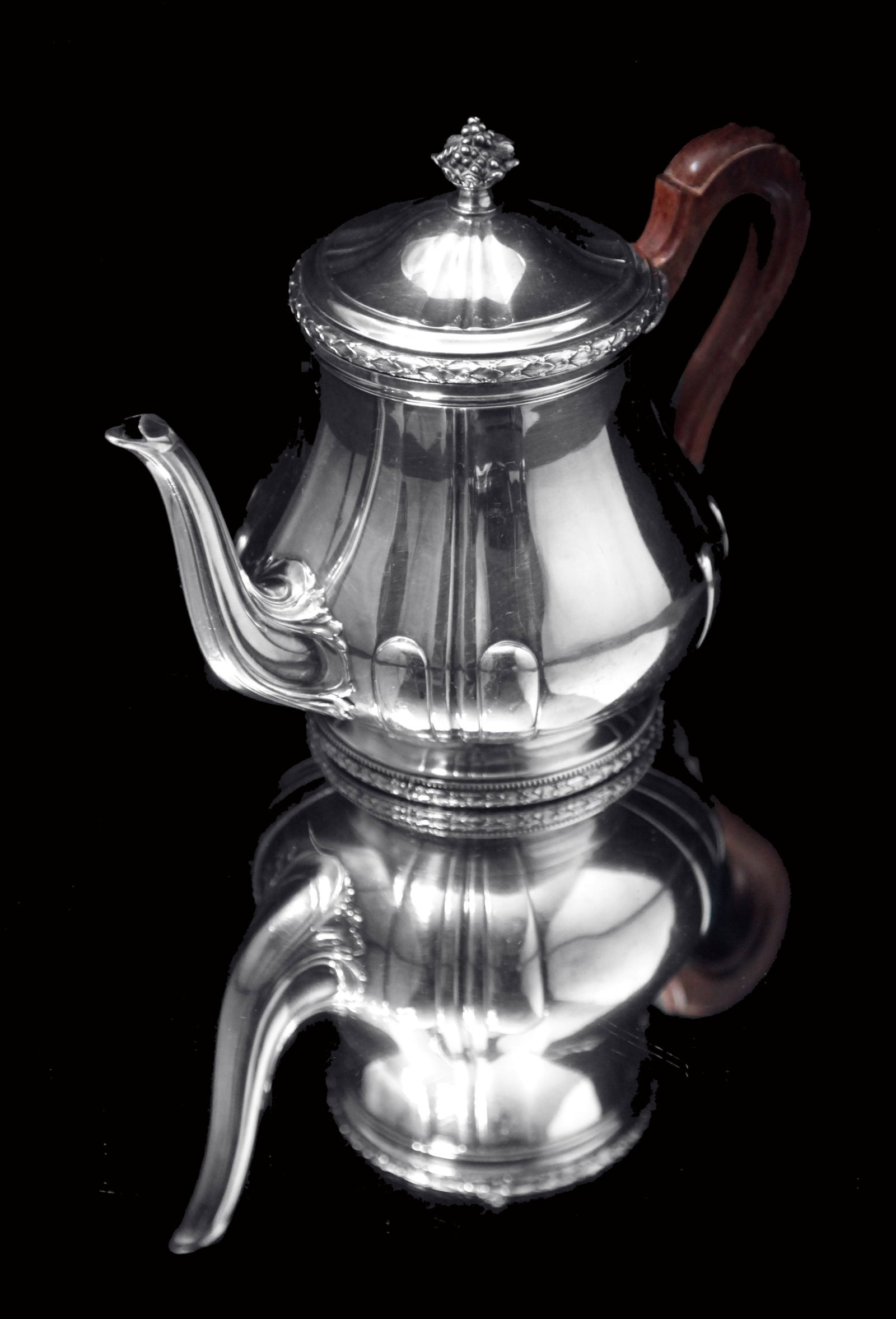 Puiforcat (Hermes): 4pc. Antique French Louis XVI Sterling Silver Tea Set + Tetard Sterling Serving - 10